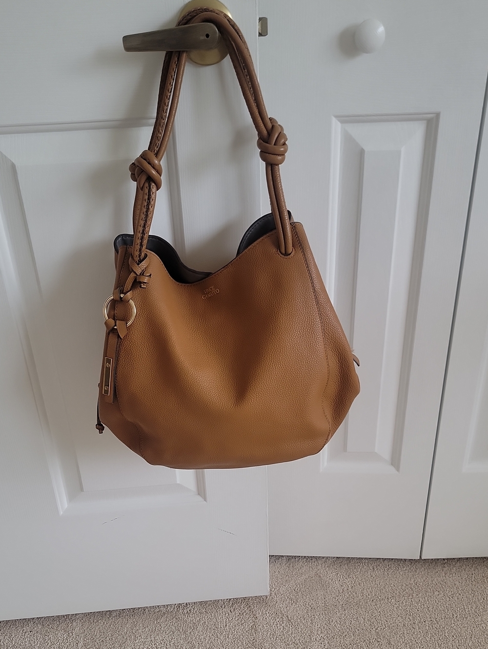 Vince Camuto Knotted Slouchy Shoulder Hobo in Camel Brown